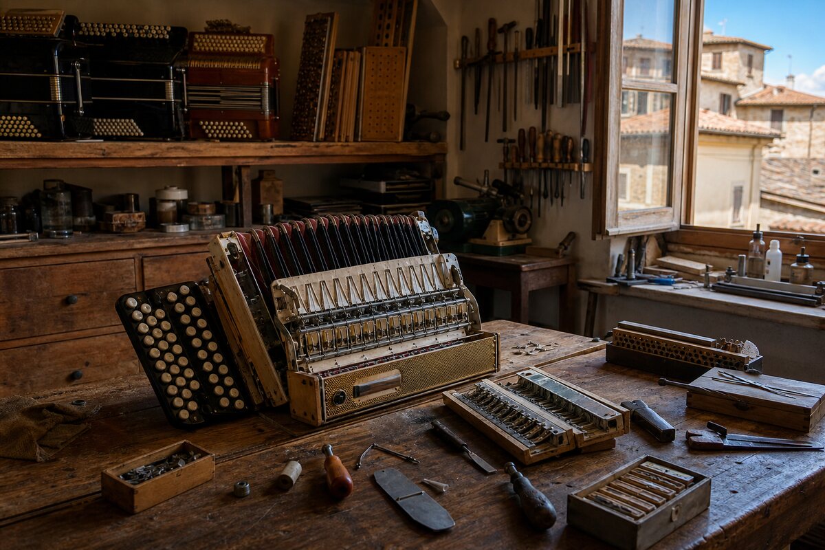Artists & Performances: original editorial photograph with an Italian accordion