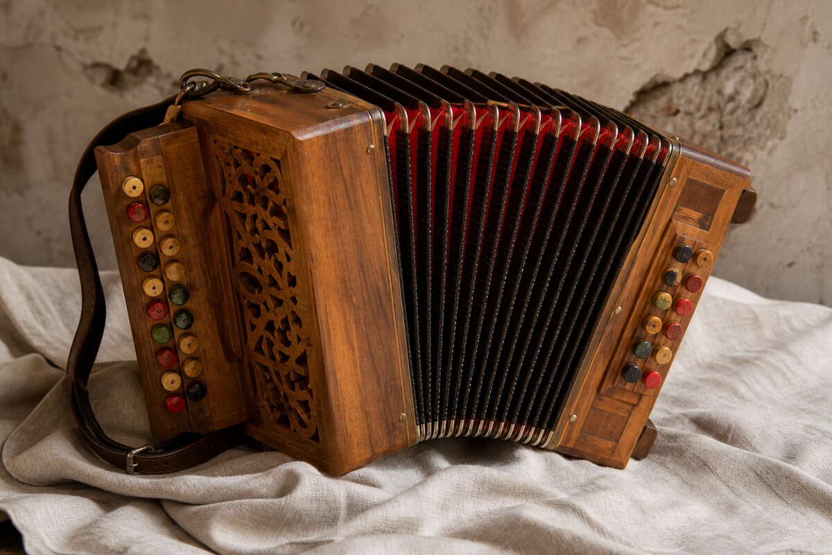 Care & Repair: original editorial photograph with an Italian accordion