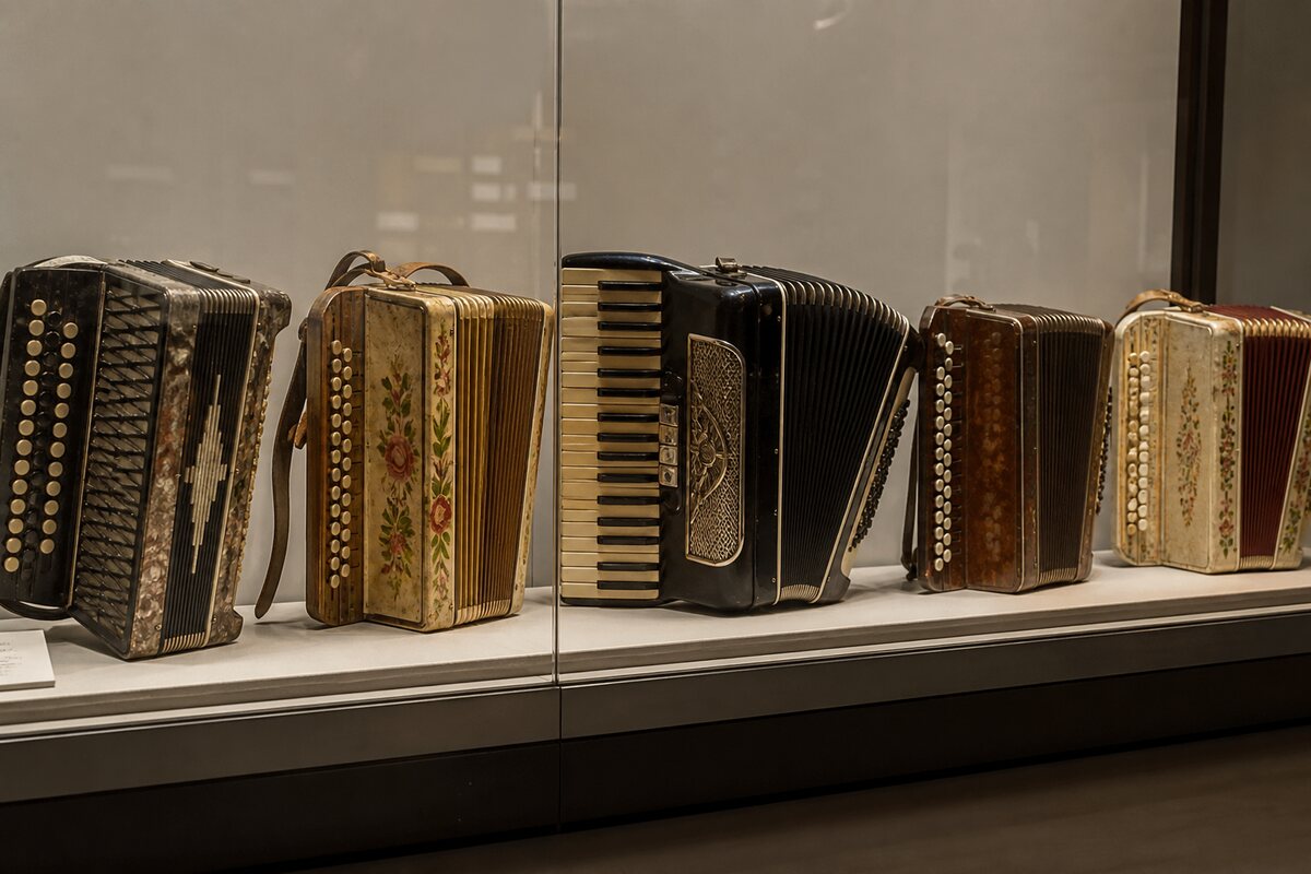 Regions and traditions: original editorial photograph with an Italian accordion